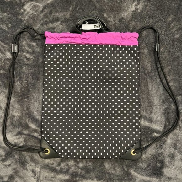 Dolce & Gabbana Black Dotted Adjustable Drawstring Women Nap Sack Bag - Picture 4 of 10